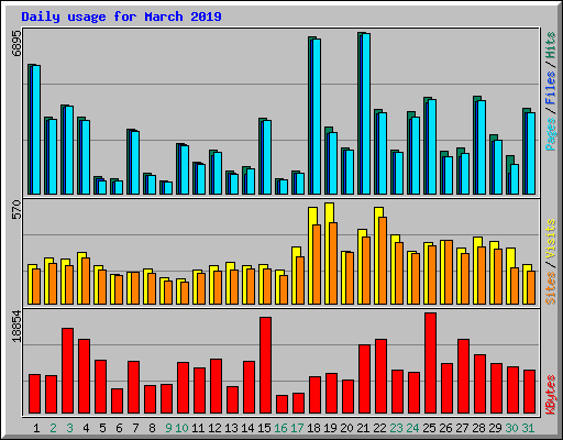 Daily usage for March 2019