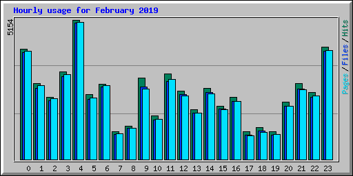 Hourly usage for February 2019