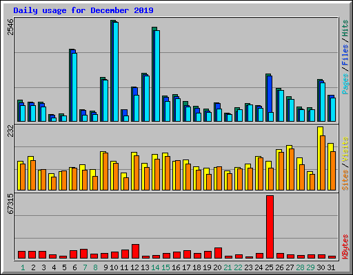 Daily usage for December 2019