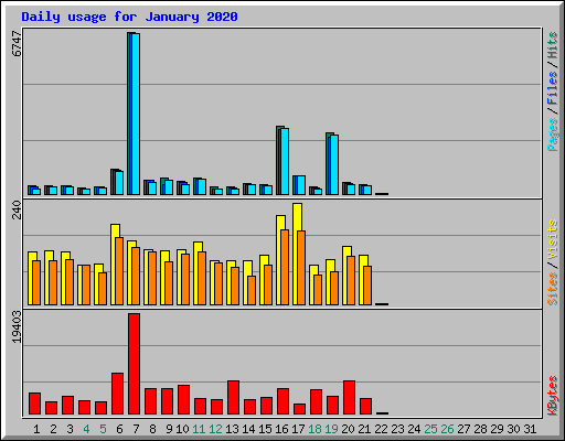 Daily usage for January 2020