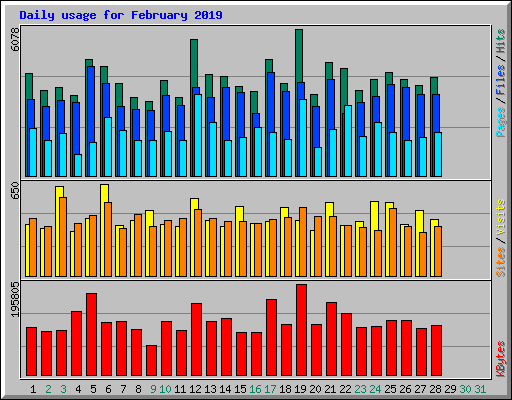 Daily usage for February 2019