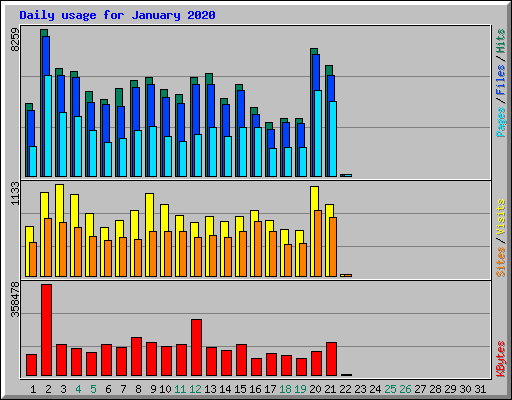 Daily usage for January 2020