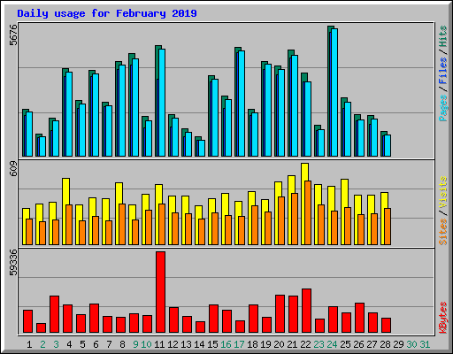 Daily usage for February 2019