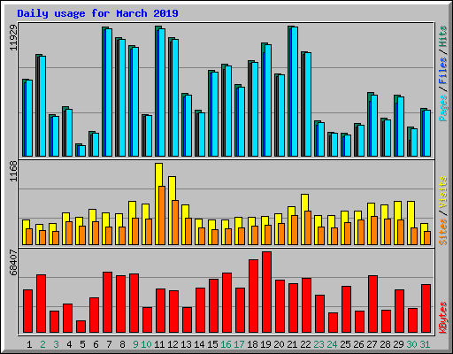 Daily usage for March 2019